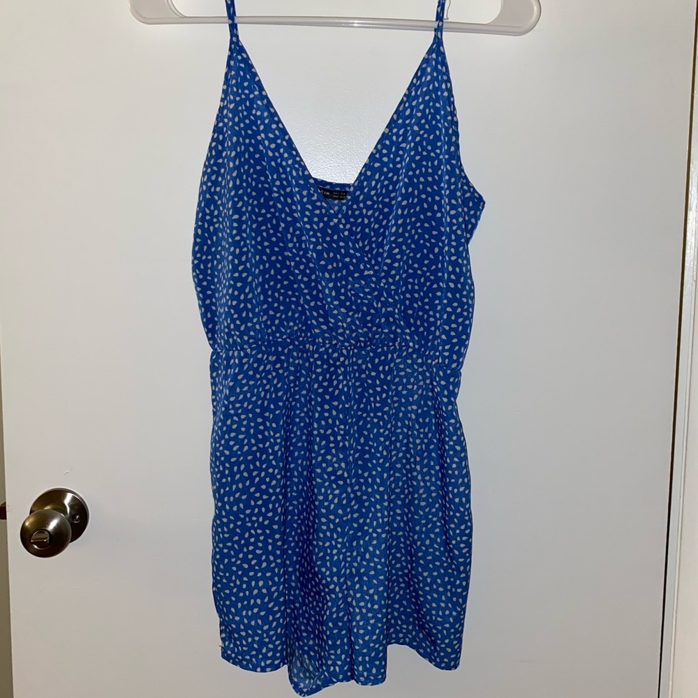 Blue and white romper